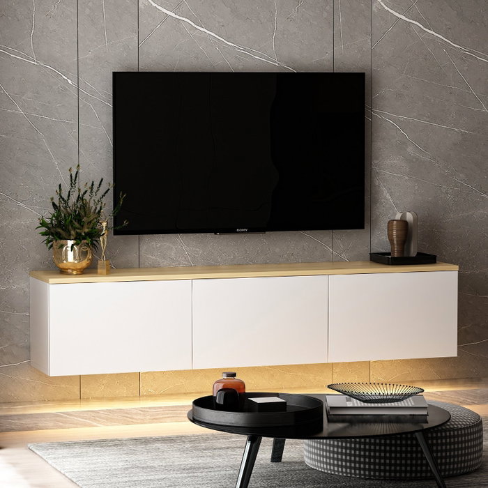 Hanah Home Soporte para TV Neon - White v2 Blanco y Roble